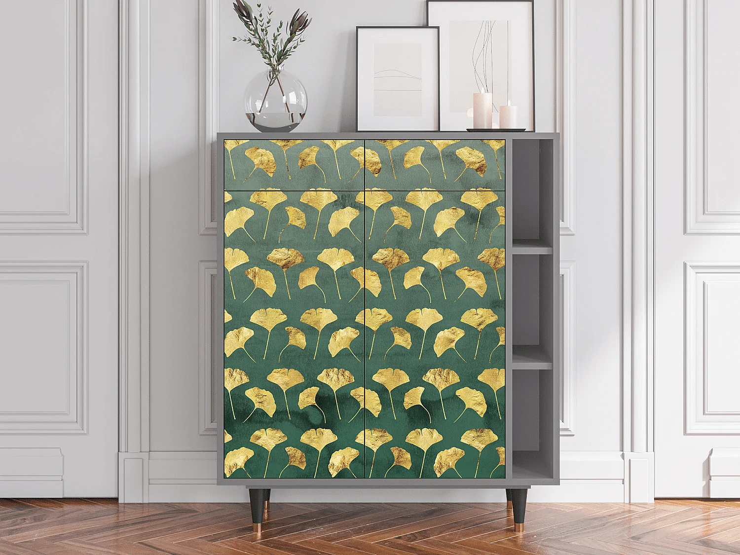 Dressoir - 96х110х41 cm - BS6 - Gingko leaves, Grijs