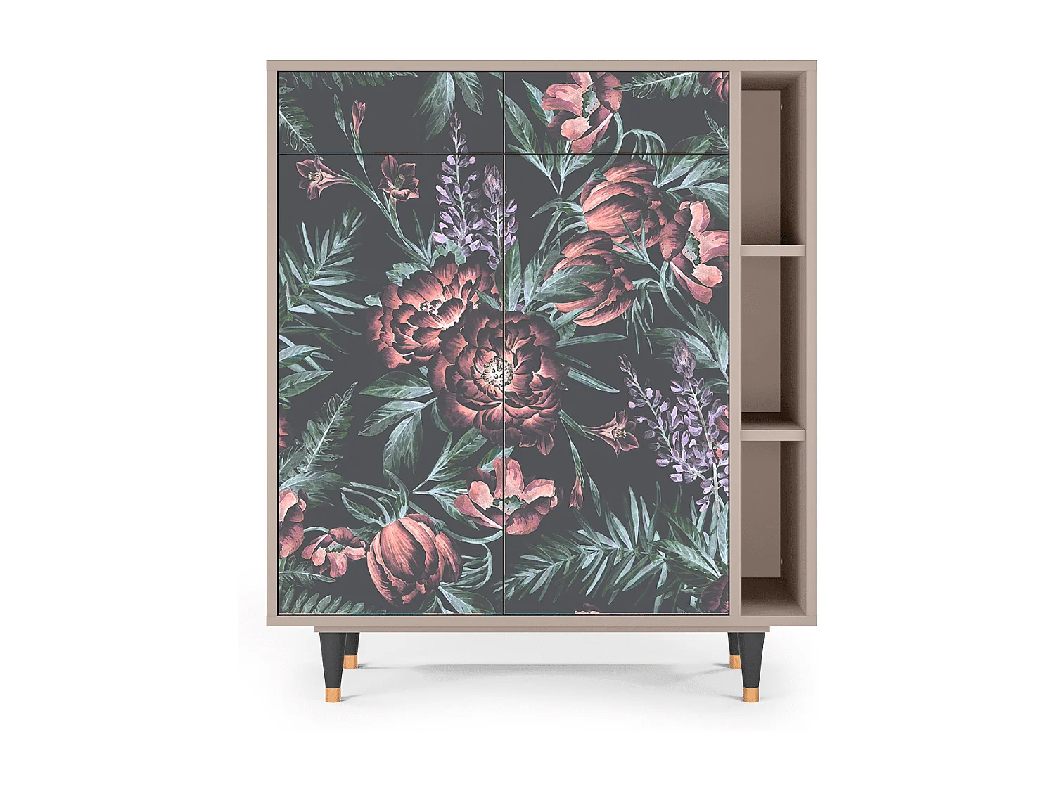Sideboard - 96х110х41 cm - BS6 - Dark Peonies, Latte