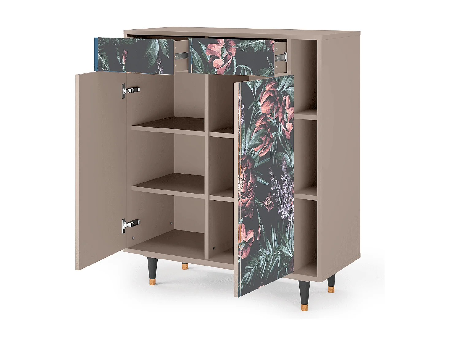 Sideboard - 96х110х41 cm - BS6 - Dark Peonies, Latte