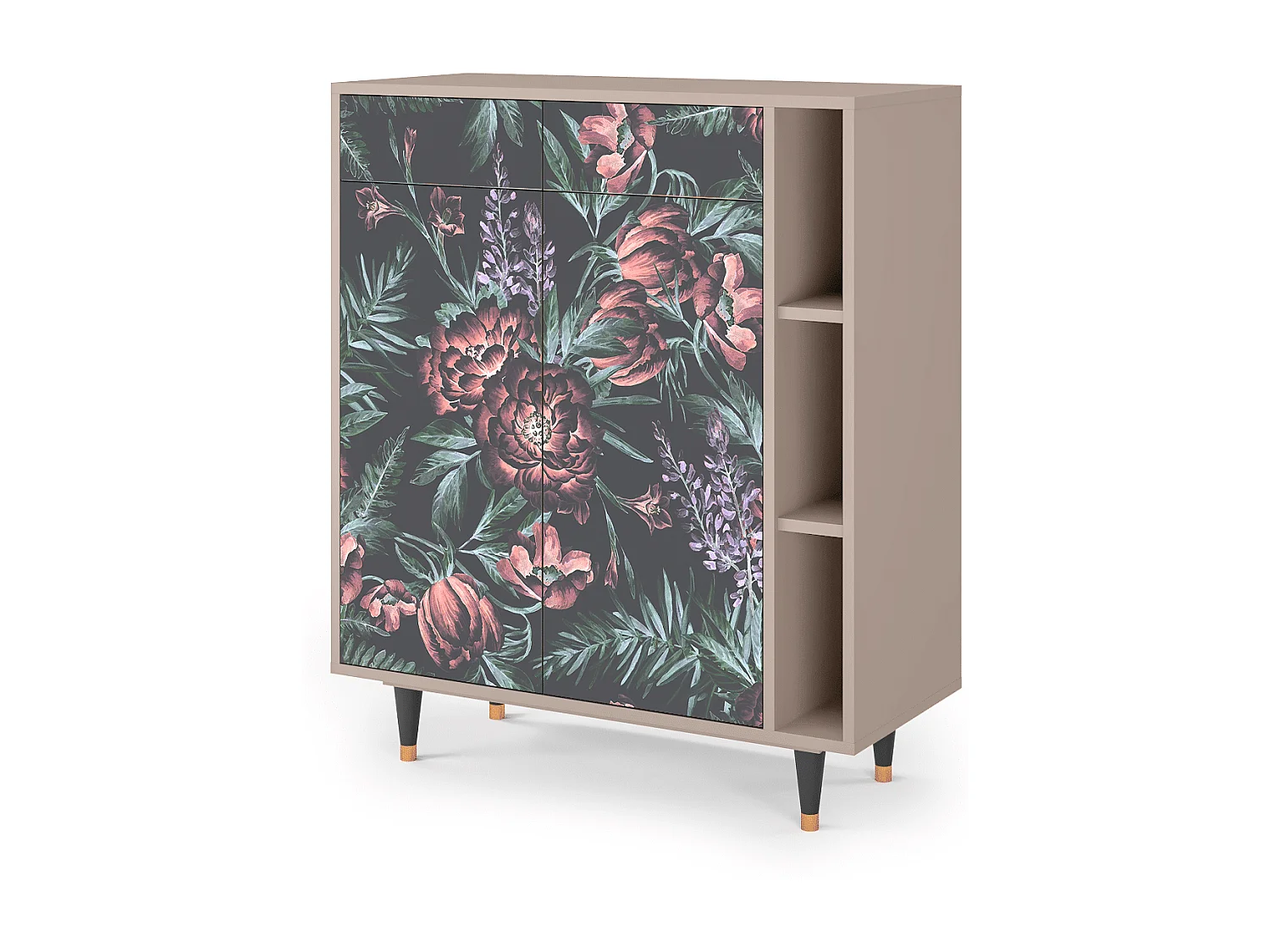 Kredens - 96х110х41 cm - BS6 - Dark Peonies, Latte