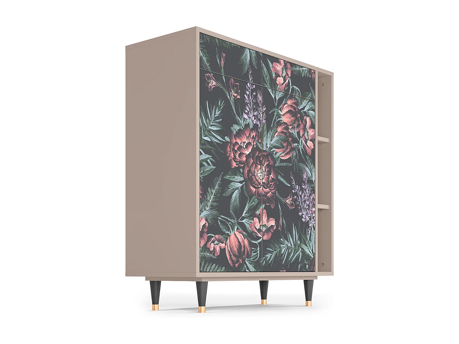 Kredens - 96х110х41 cm - BS6 - Dark Peonies, Latte