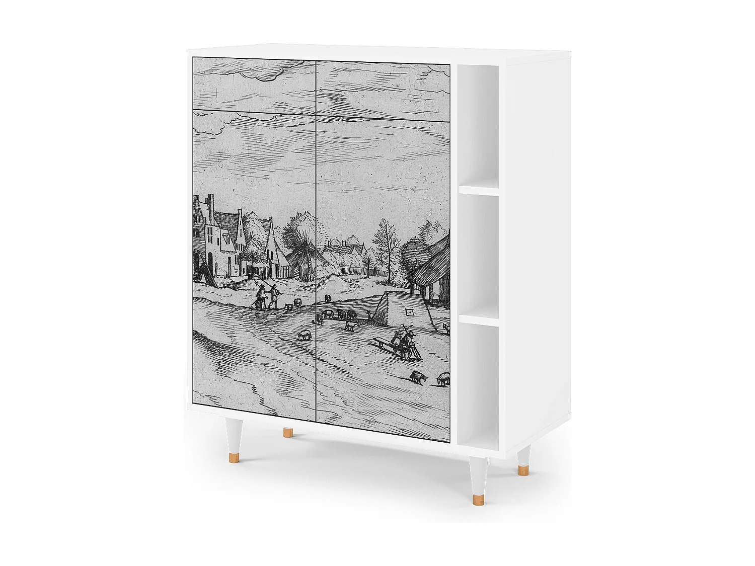 Sideboard - 96х110х41 cm - BS6 - Country Village, Weiß