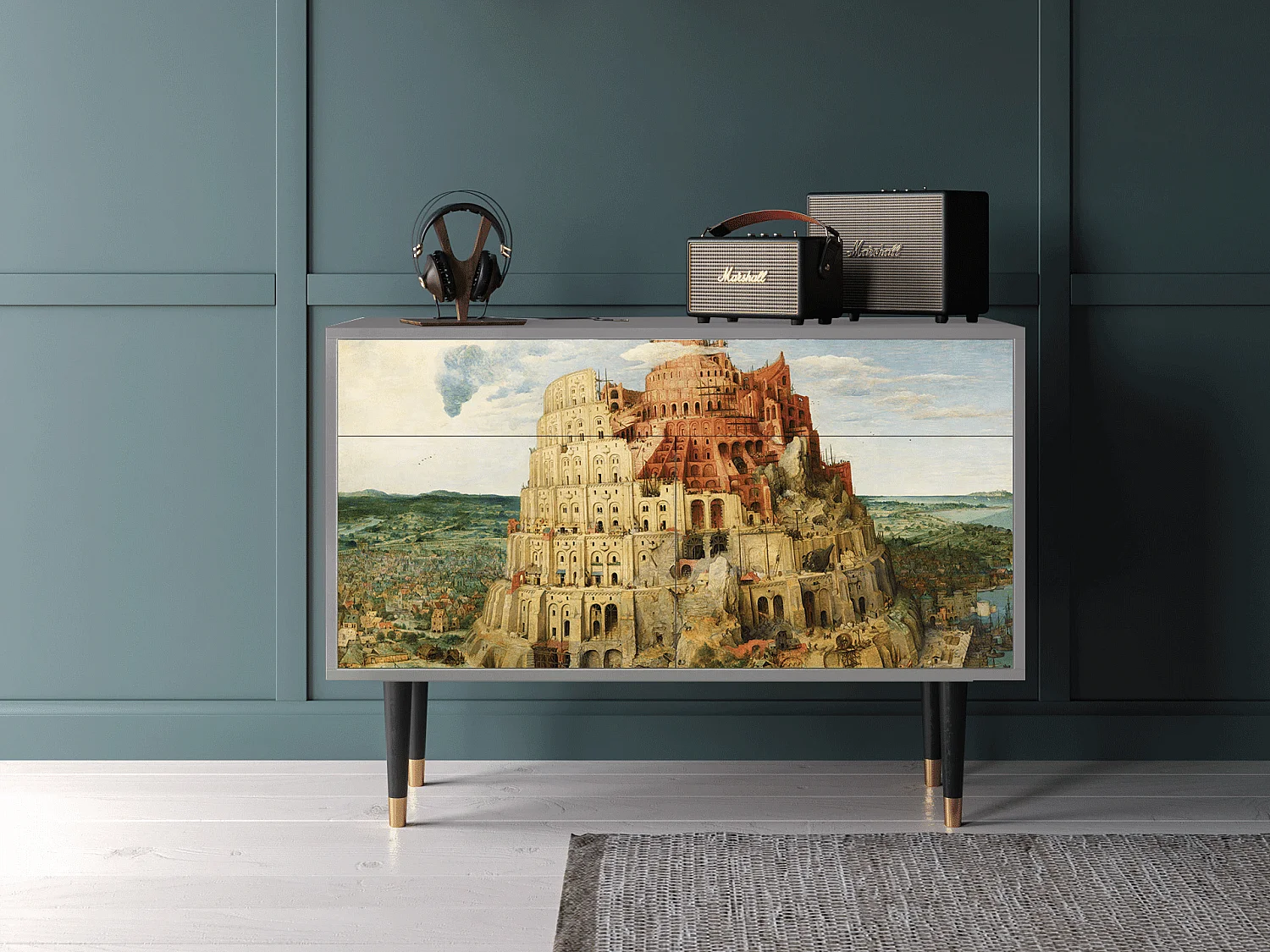 Kredens - 115x85x48 cm - BS4 - Elder The Tower, Szary