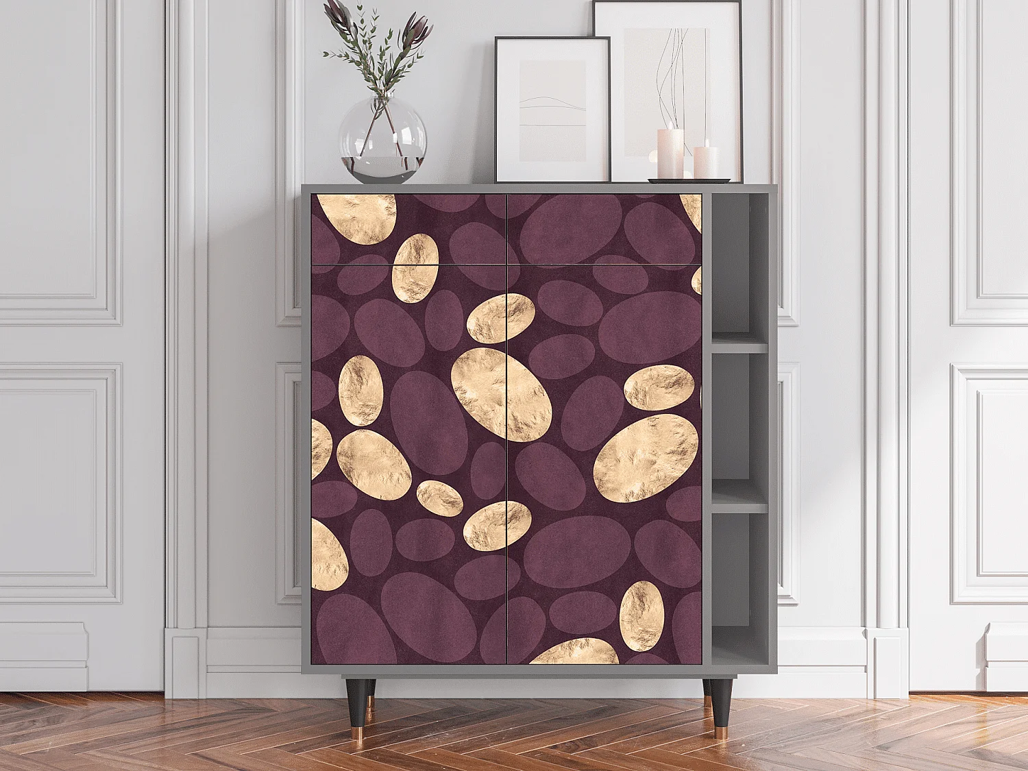 Kredens - 96х110х41 cm - BS6 - Fine Wine, Szary