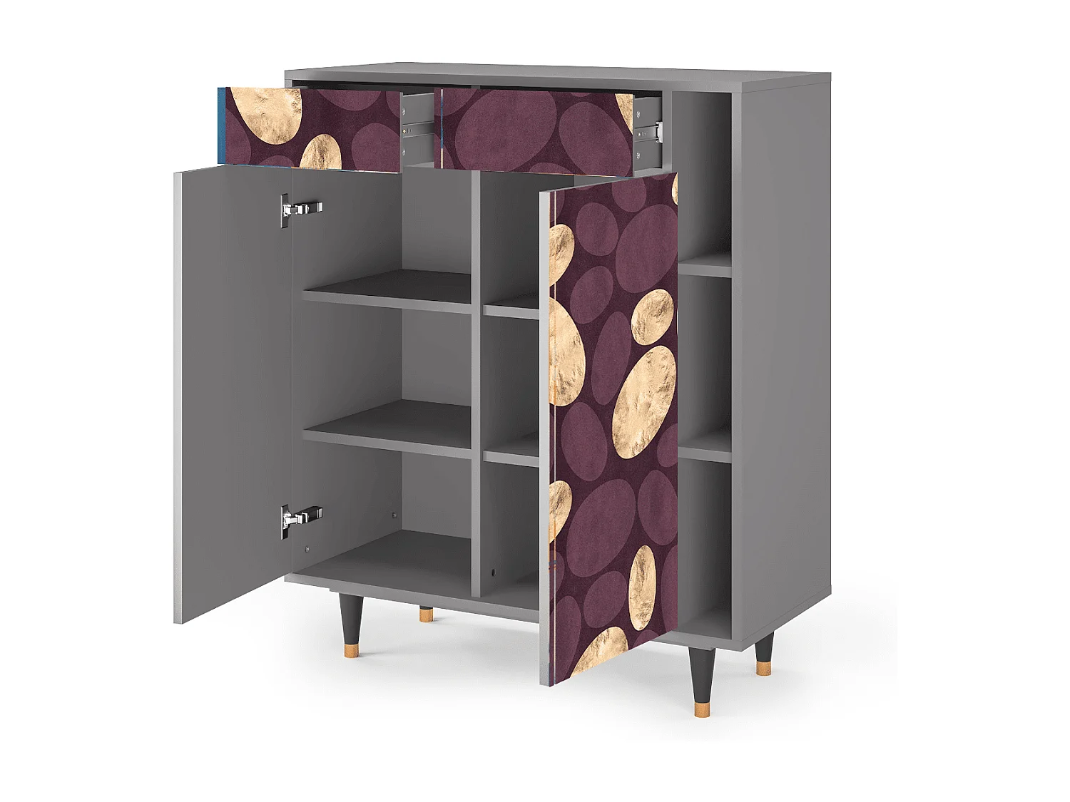 Kredens - 96х110х41 cm - BS6 - Fine Wine, Szary