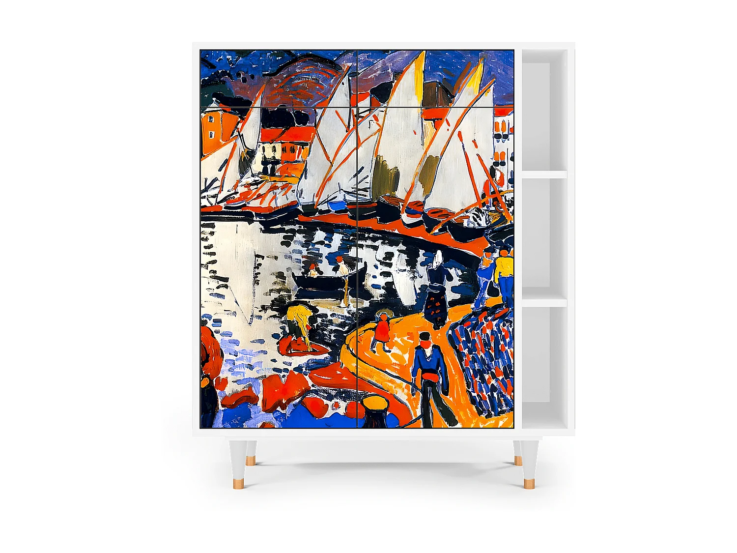 Kredens - 96х110х41 cm - BS6 - Le Séchage des voiles , Biały