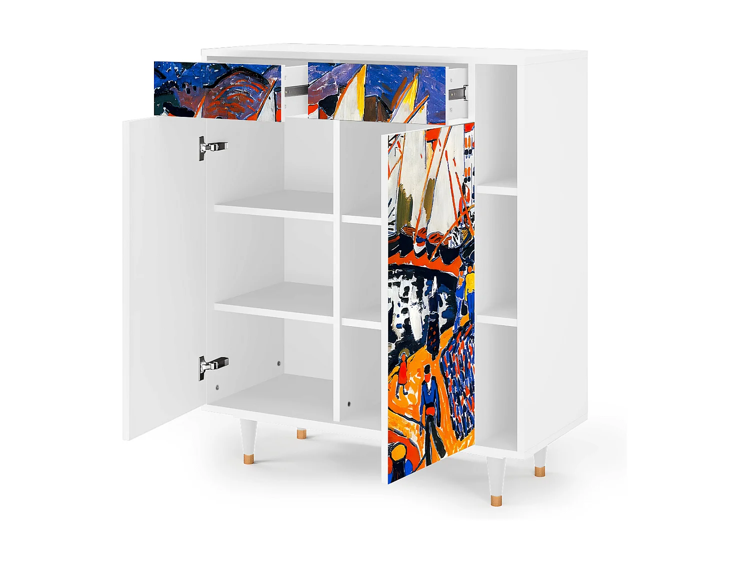 Credenza - 96х110х41 cm - BS6 - Le Séchage des voiles , Bianco