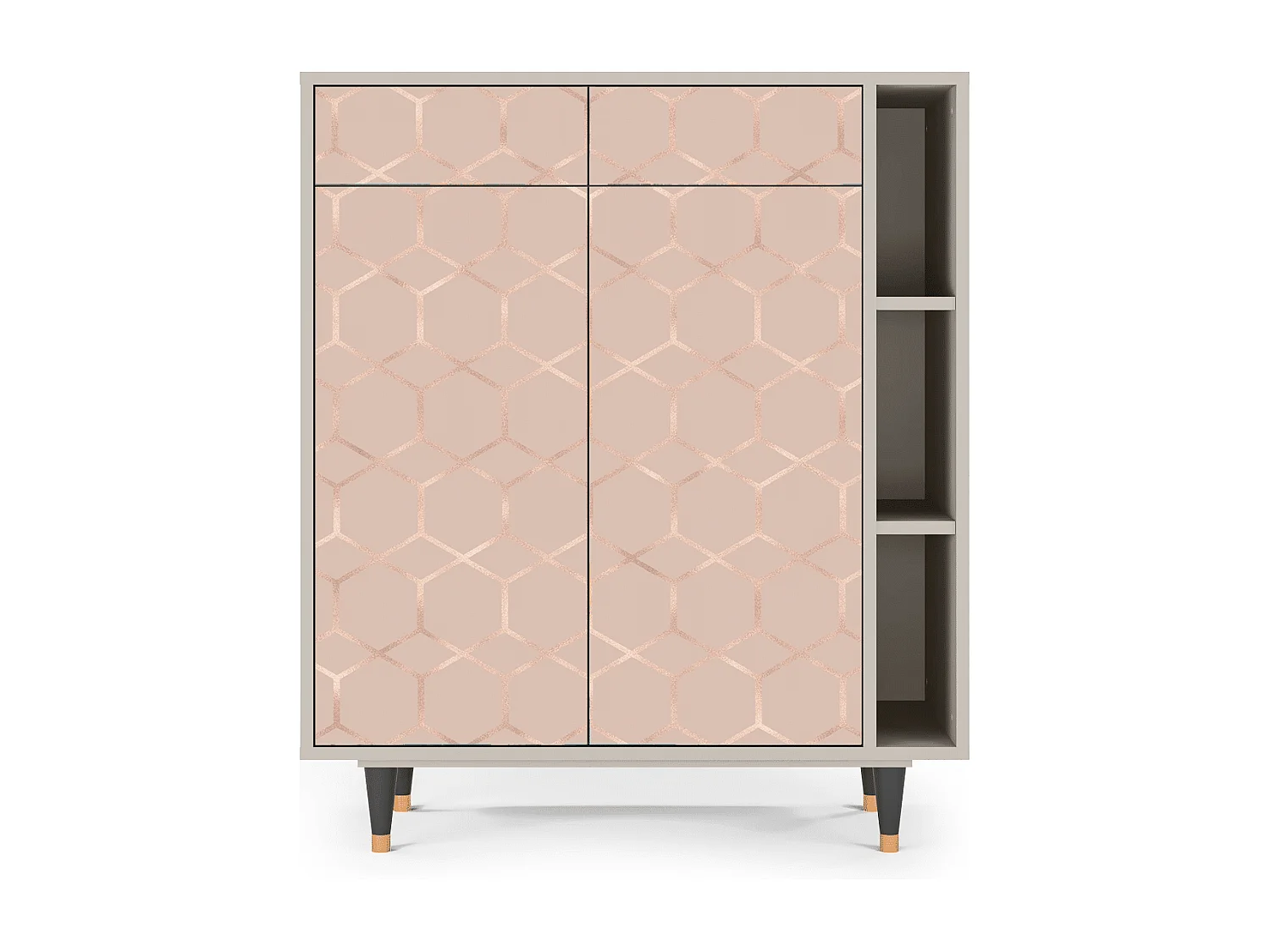 Kredens - 96х110х41 cm - BS6 - Rose Honeycomb, Piaskowy