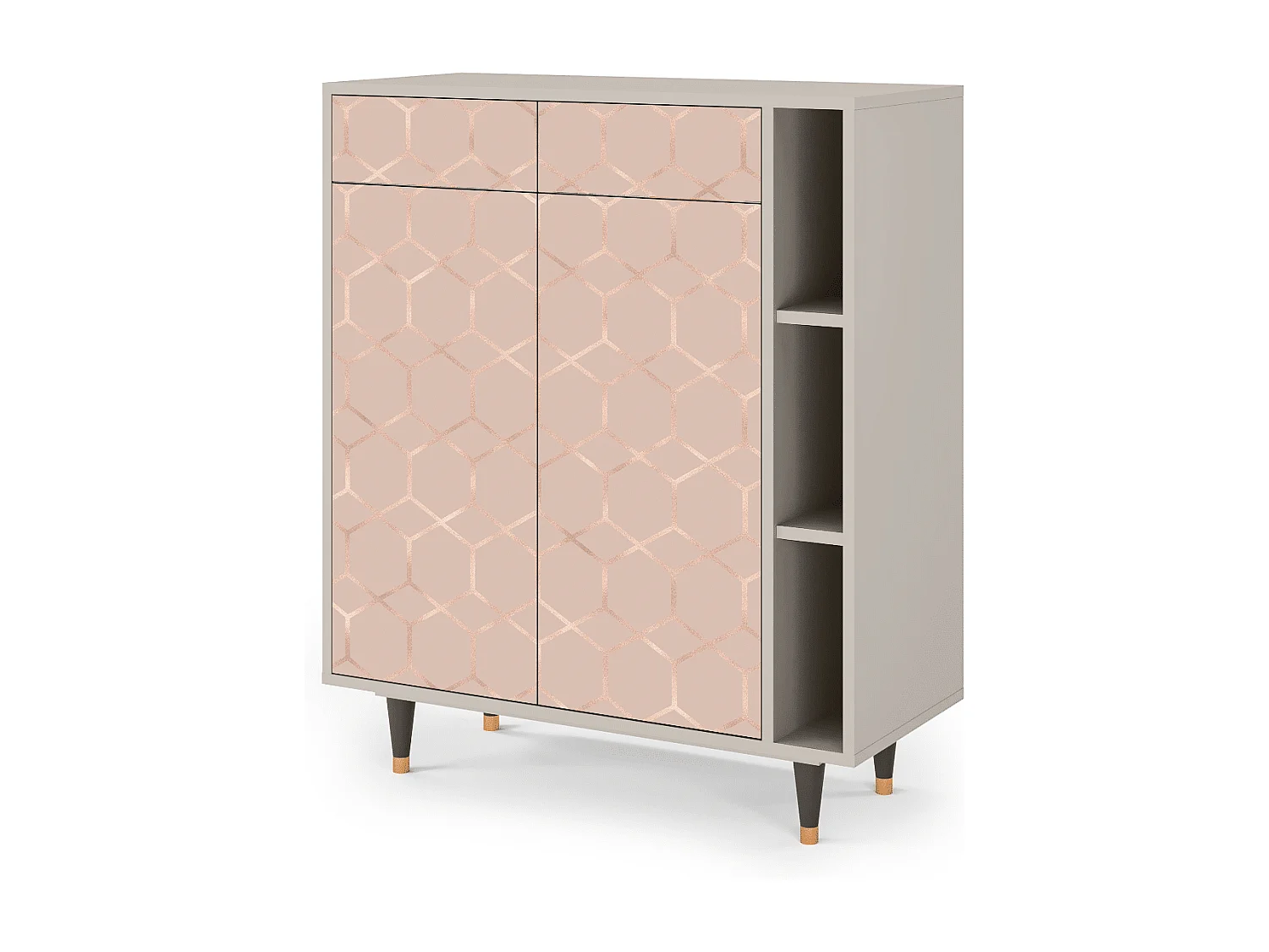 Kredens - 96х110х41 cm - BS6 - Rose Honeycomb, Piaskowy