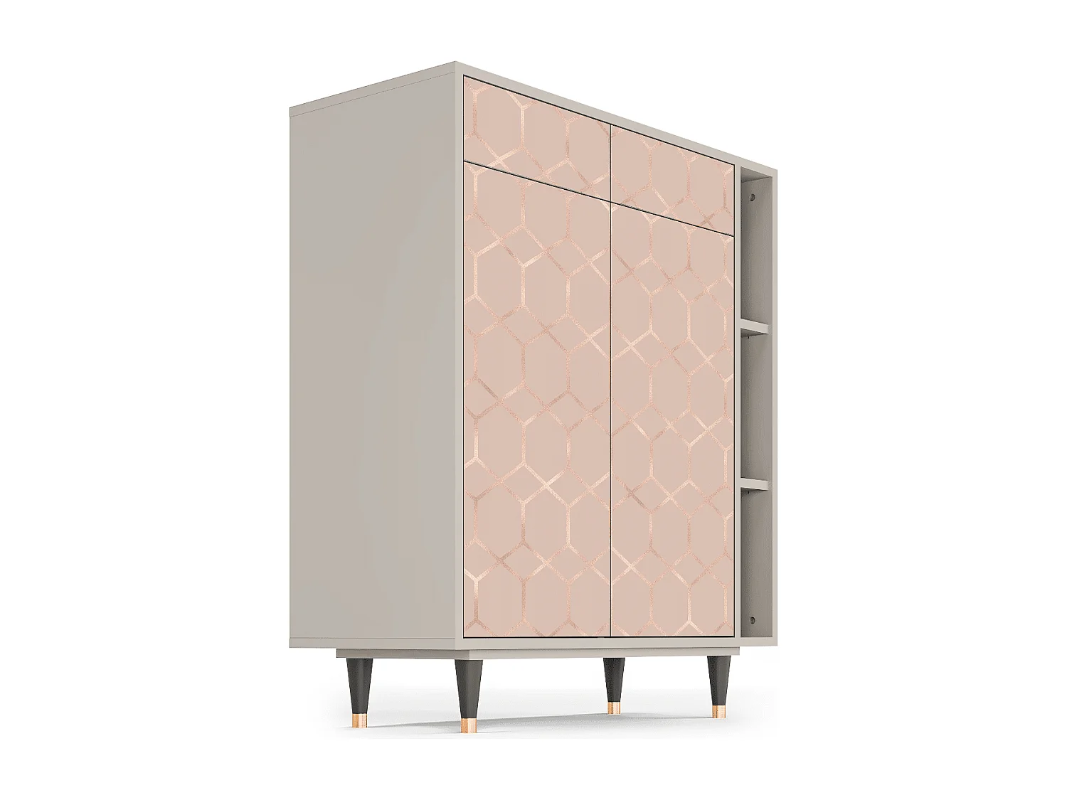 Kredens - 96х110х41 cm - BS6 - Rose Honeycomb, Piaskowy