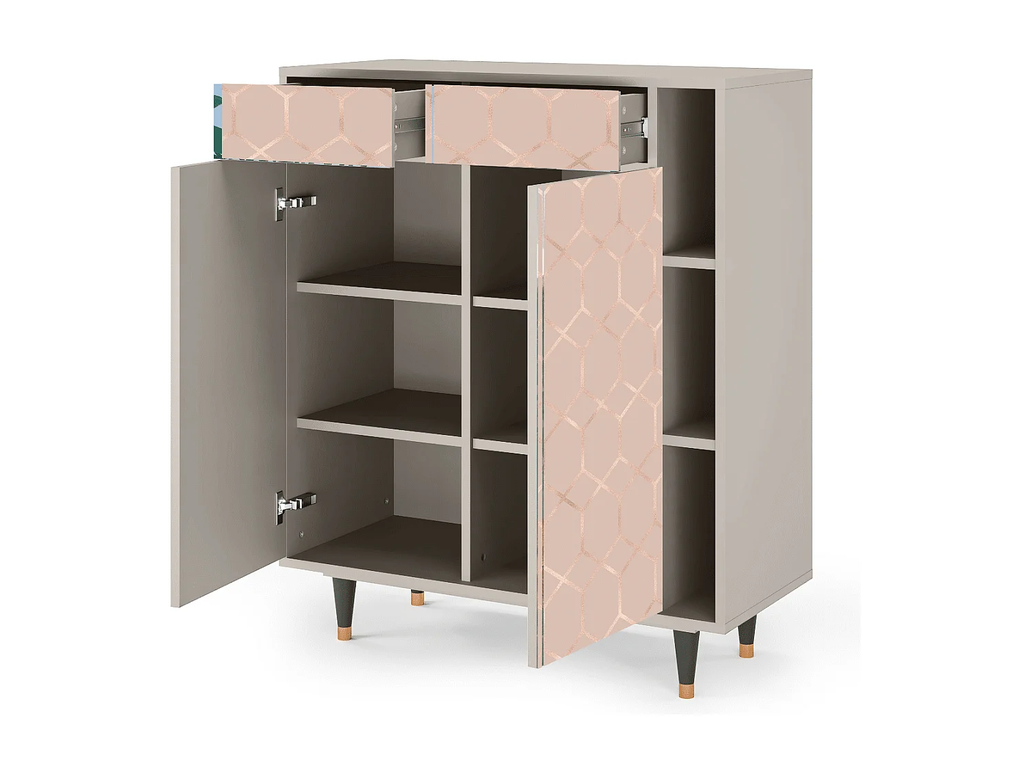 Kredens - 96х110х41 cm - BS6 - Rose Honeycomb, Piaskowy