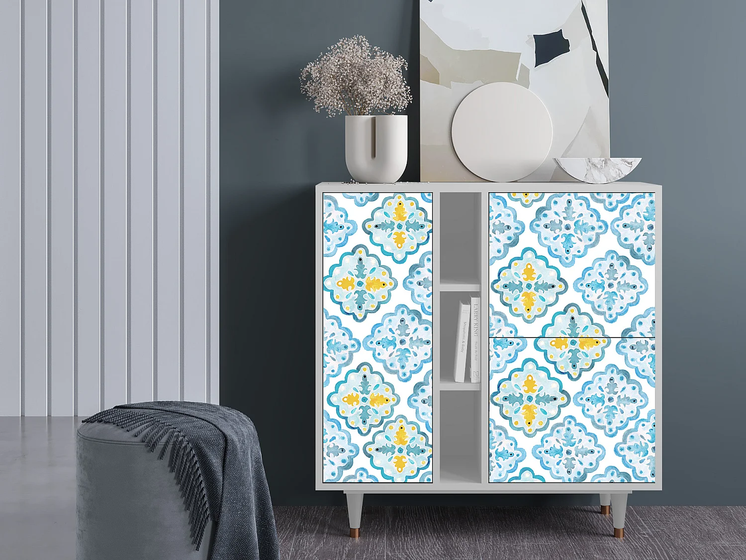 Sideboard - 94х96х41 cm - BS5 - Portugese tiles, Weiß