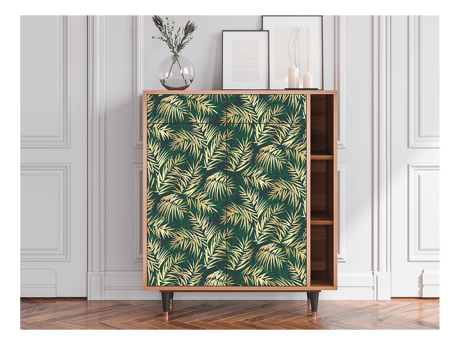 Kredens - 96х110х41 cm - BS6 - Sunny Palm Tree, Orzech