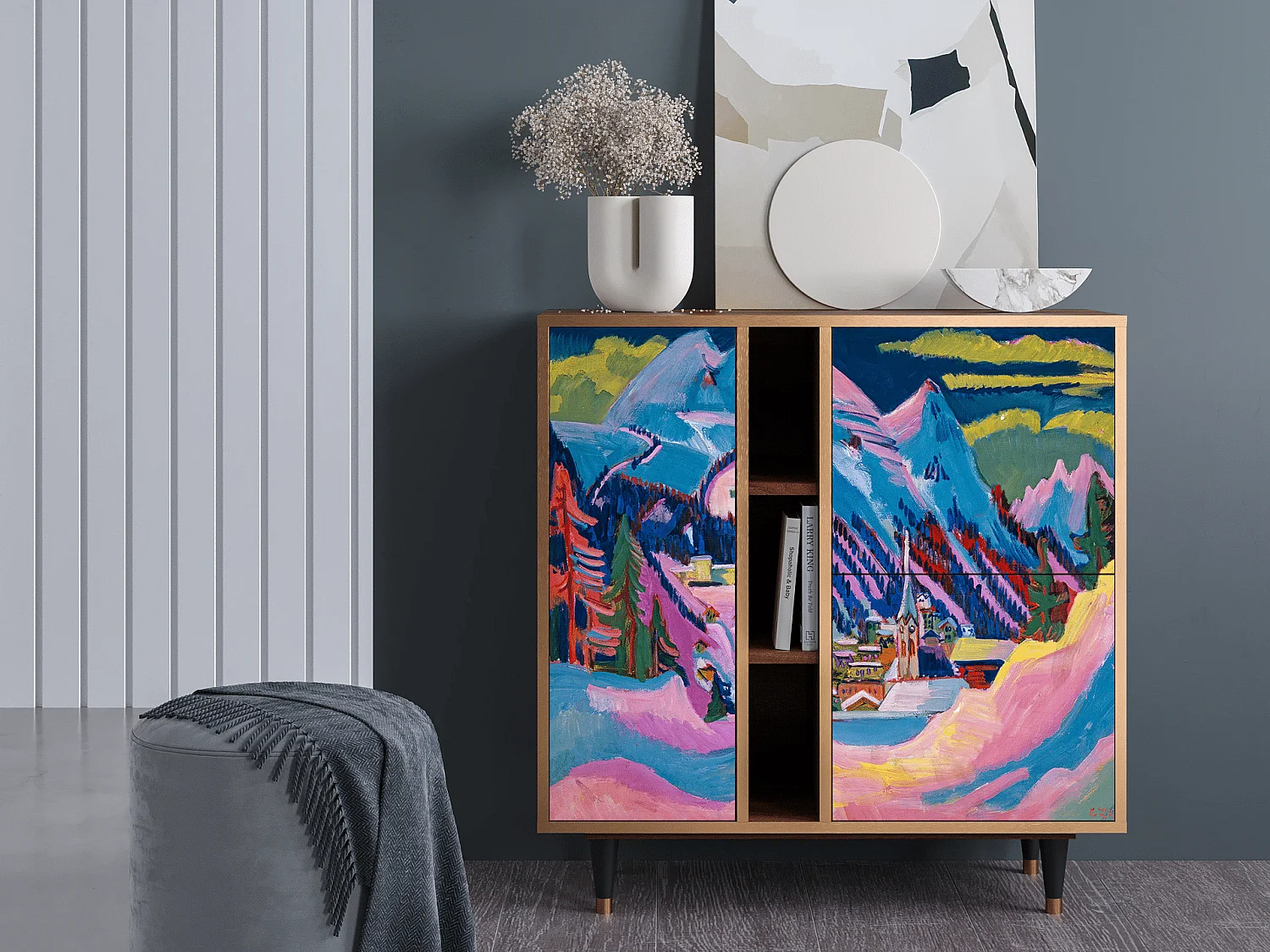 Kredens - 94х96х41 cm - BS5 - Davos Winter, Orzech