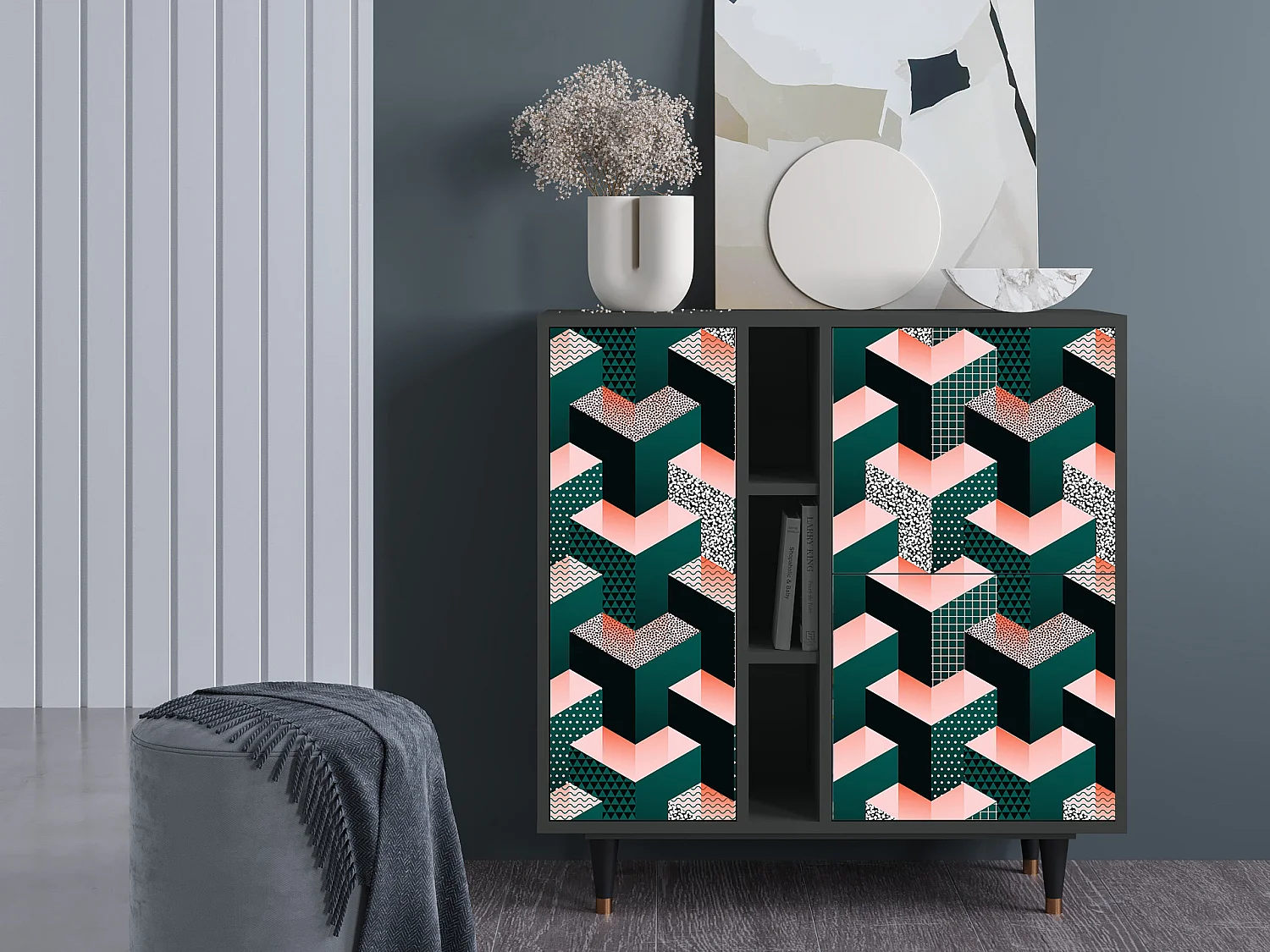 Dressoir - 94х96х41 cm - BS5 - Geometric Madness, Antraciet