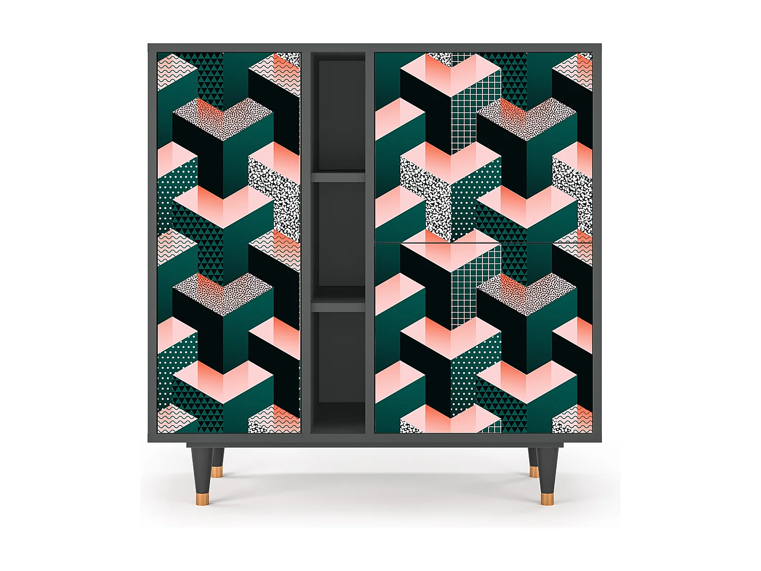 Kredens - 94х96х41 cm - BS5 - Geometric Madness, Antracyt