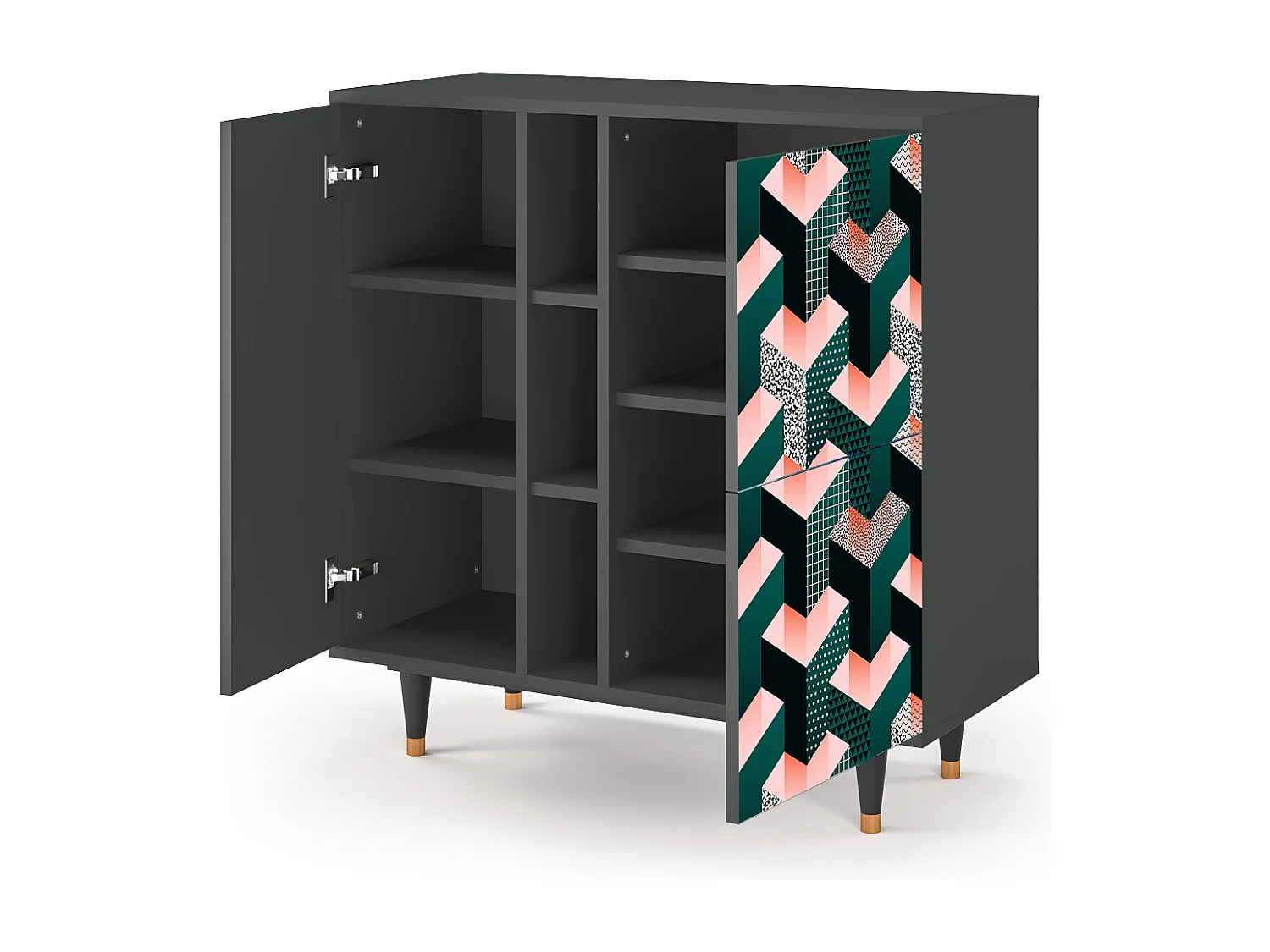 Kredens - 94х96х41 cm - BS5 - Geometric Madness, Antracyt