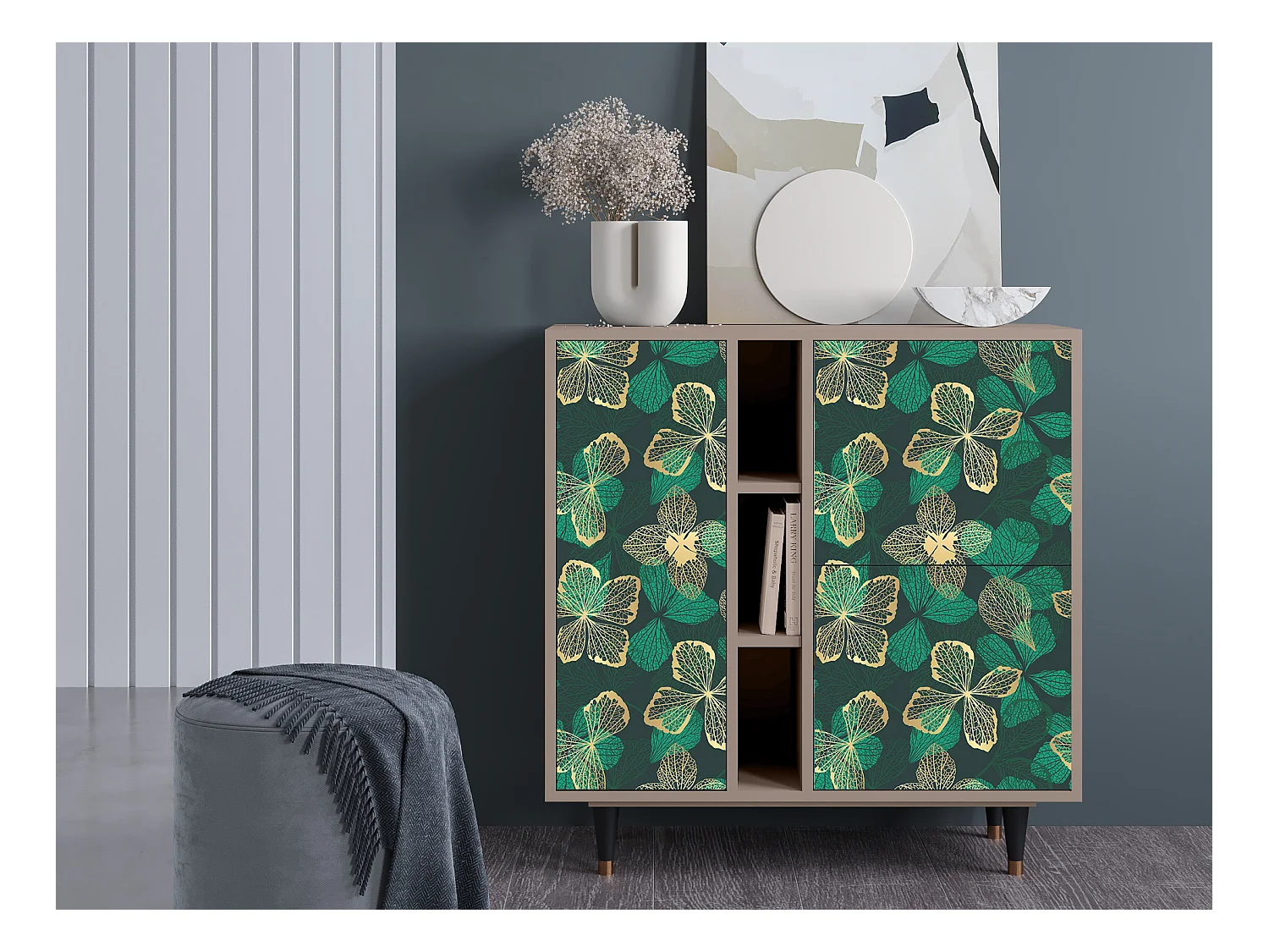 Credenza - 94х96х41 cm - BS5 - Green Flower, Latte