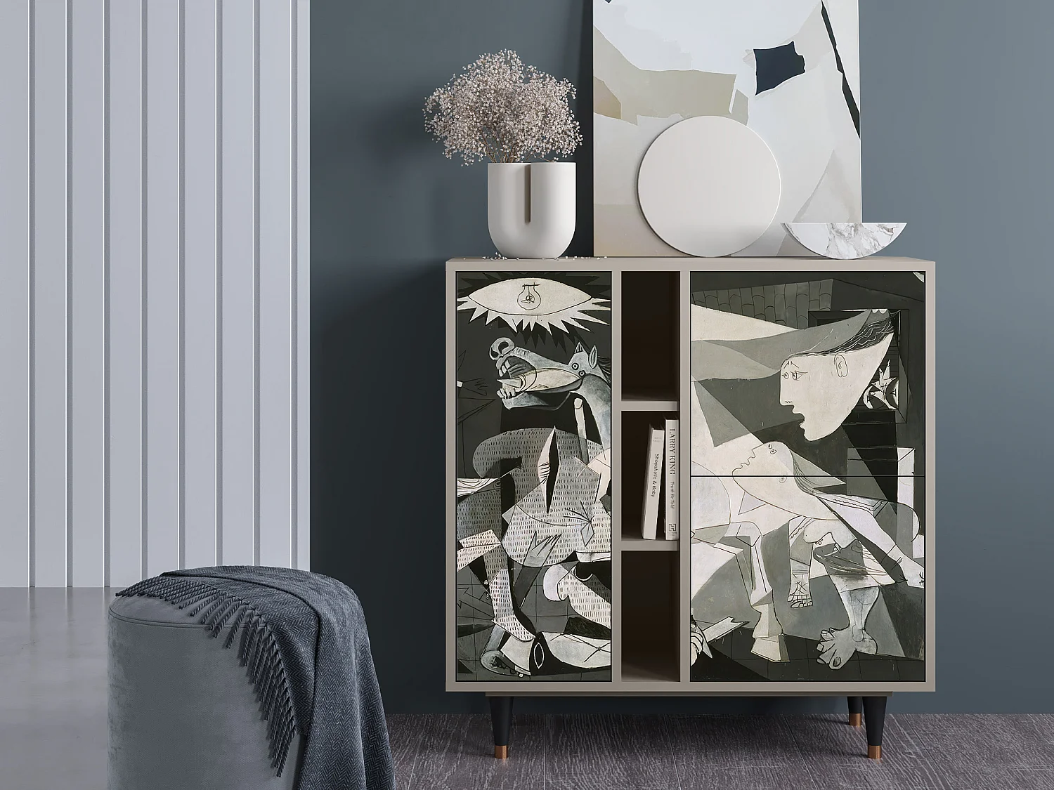 Kredens - 94х96х41 cm - BS5 - Guernica by Picasso, Piaskowy