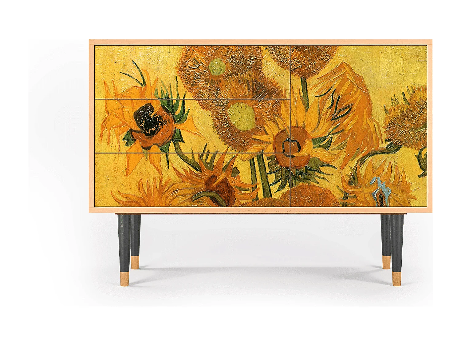 Kredens - 115х84х41 cm - S3 - Sunflowers, Orzech