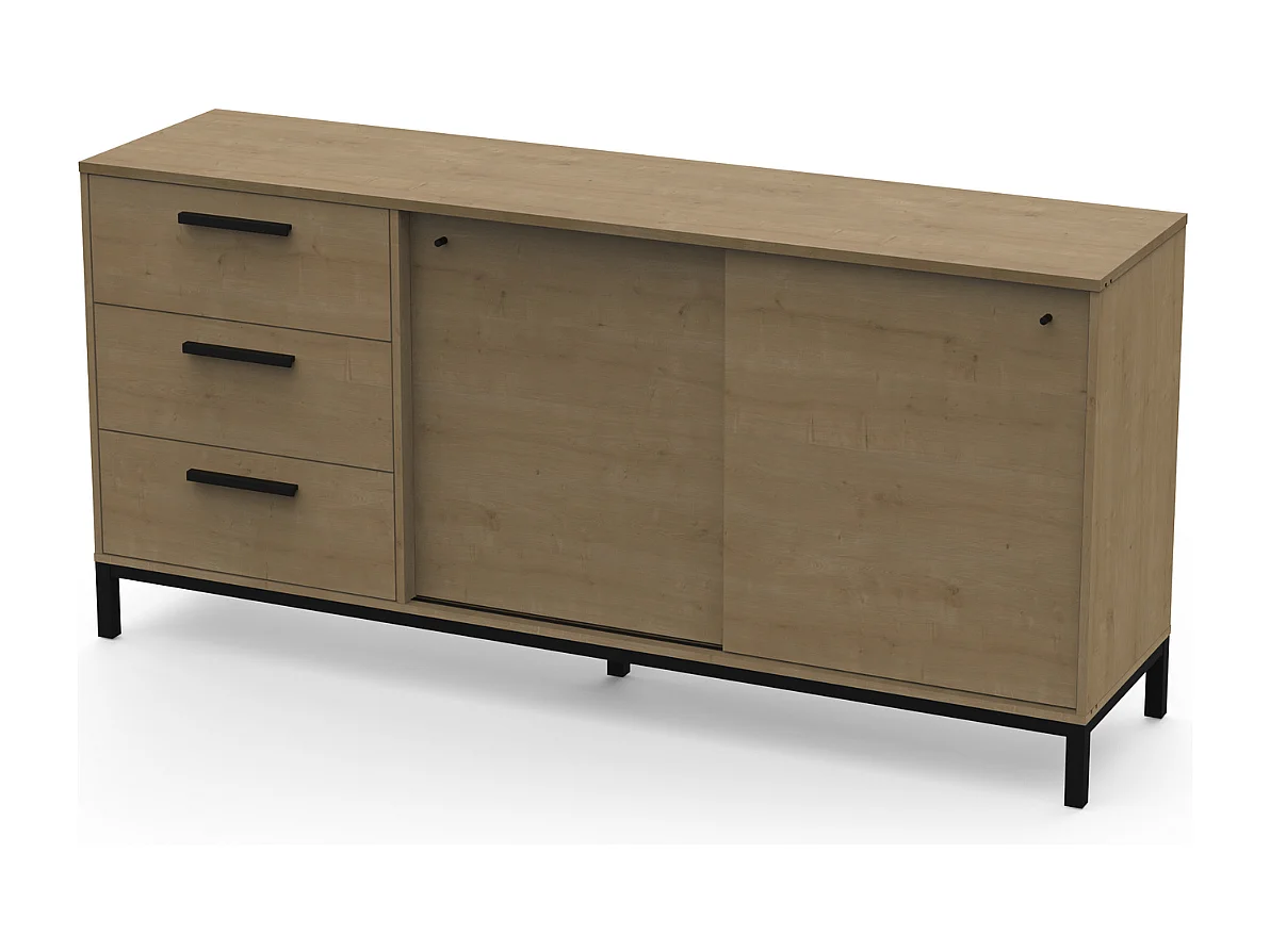 Sideboard 2 Schiebetüren und 3 Schubladen L181 cm - CRAFT