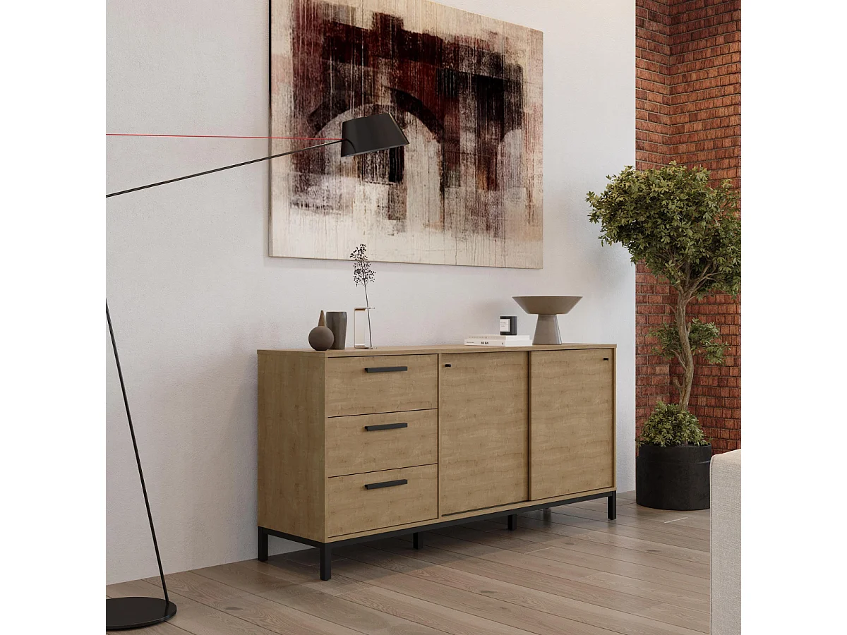 Sideboard 2 Schiebetüren und 3 Schubladen L181 cm - CRAFT