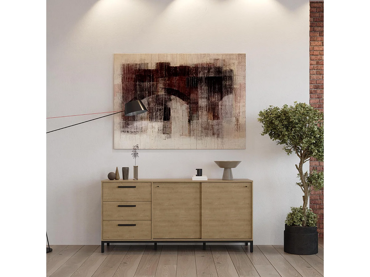 Buffet  2 portes coulissantes et 3 tiroirs L181 cm - CRAFT