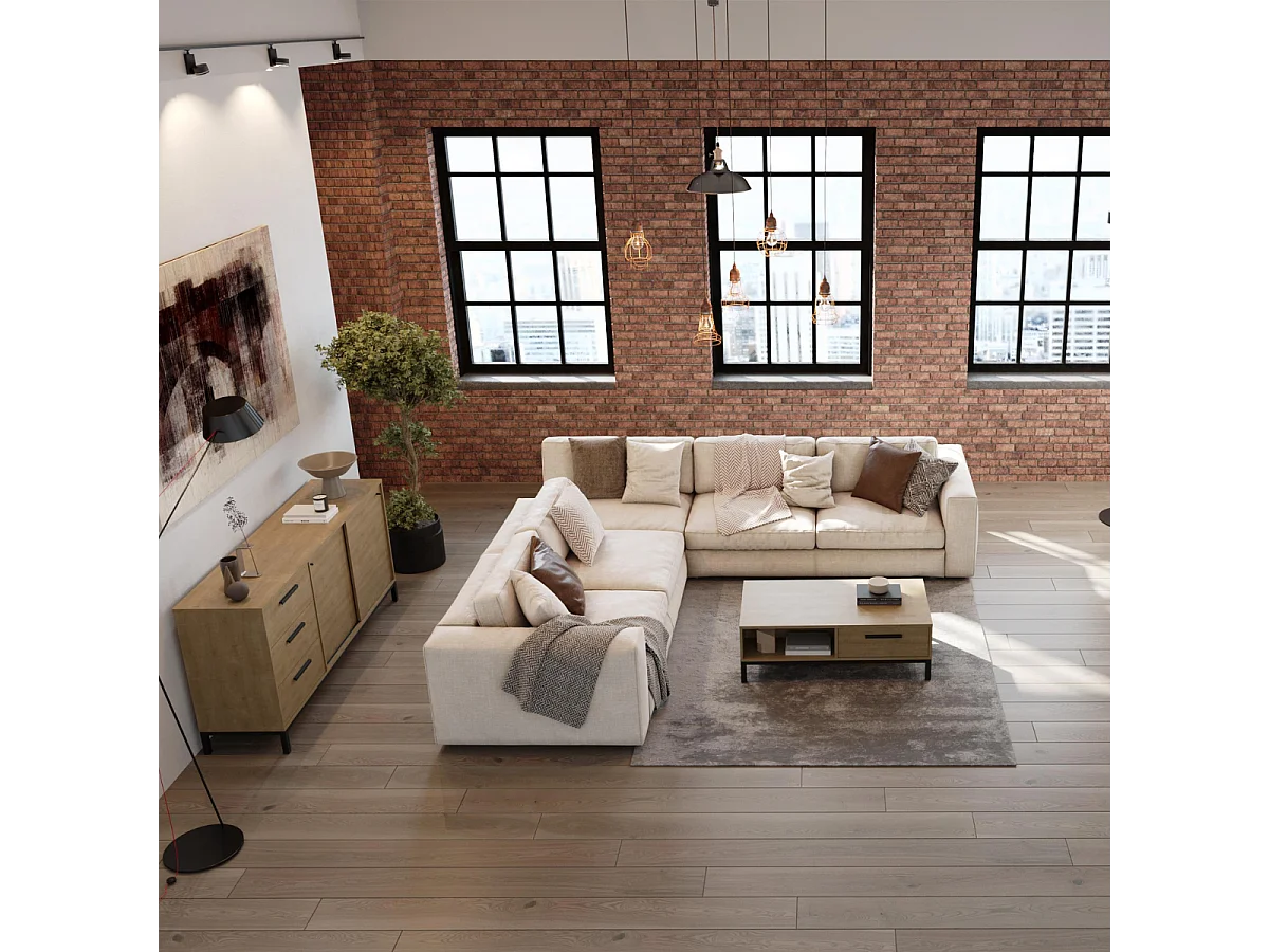 Buffet  2 portes coulissantes et 3 tiroirs L181 cm - CRAFT