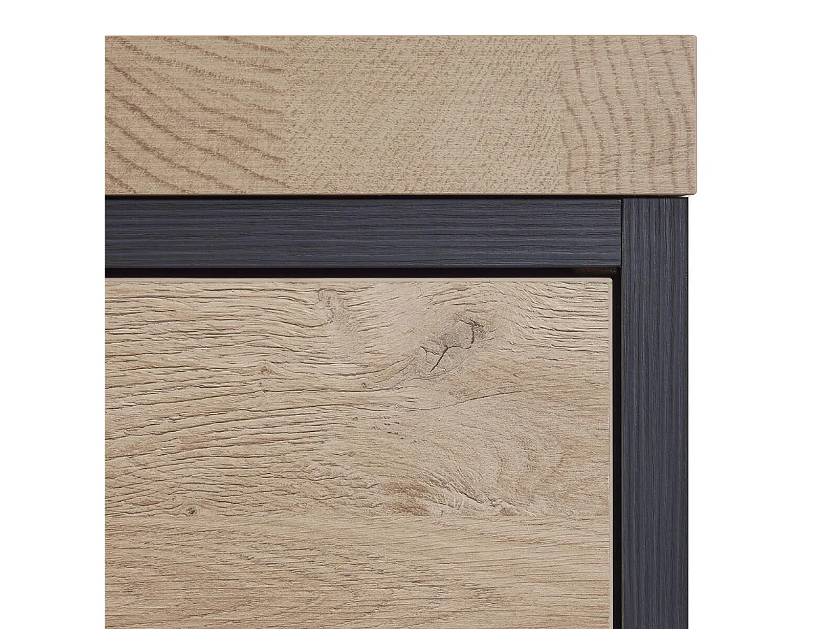 KALDARI - Ilôt de cuisine Plateau 200cm avec Rangement Aspect Bois Pieds Métal