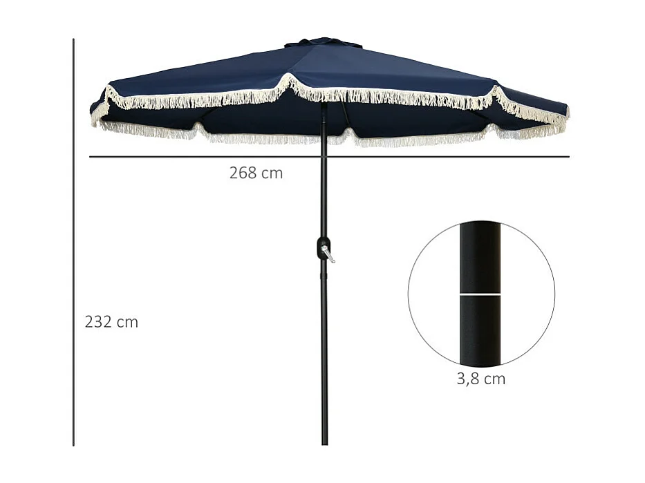 Parasol rond NIGHT bleu nuit