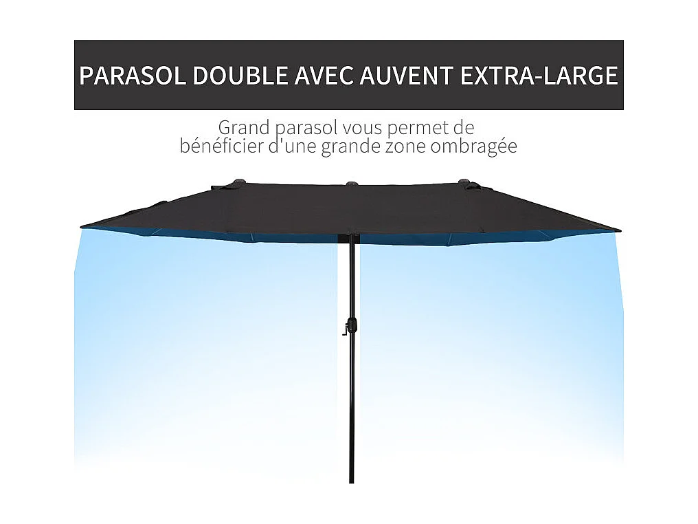 Parasol droit de jardin XXL VOUTOUMI noir
