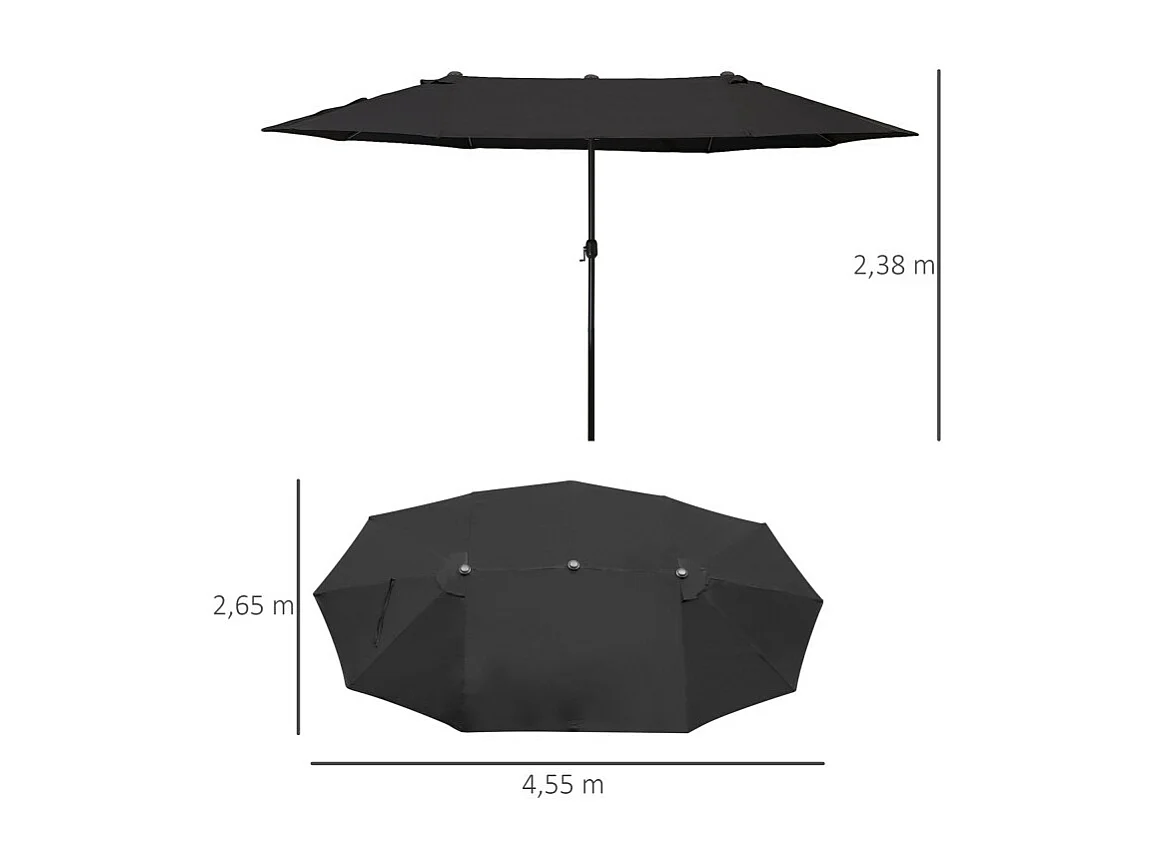 Parasol droit de jardin XXL VOUTOUMI noir