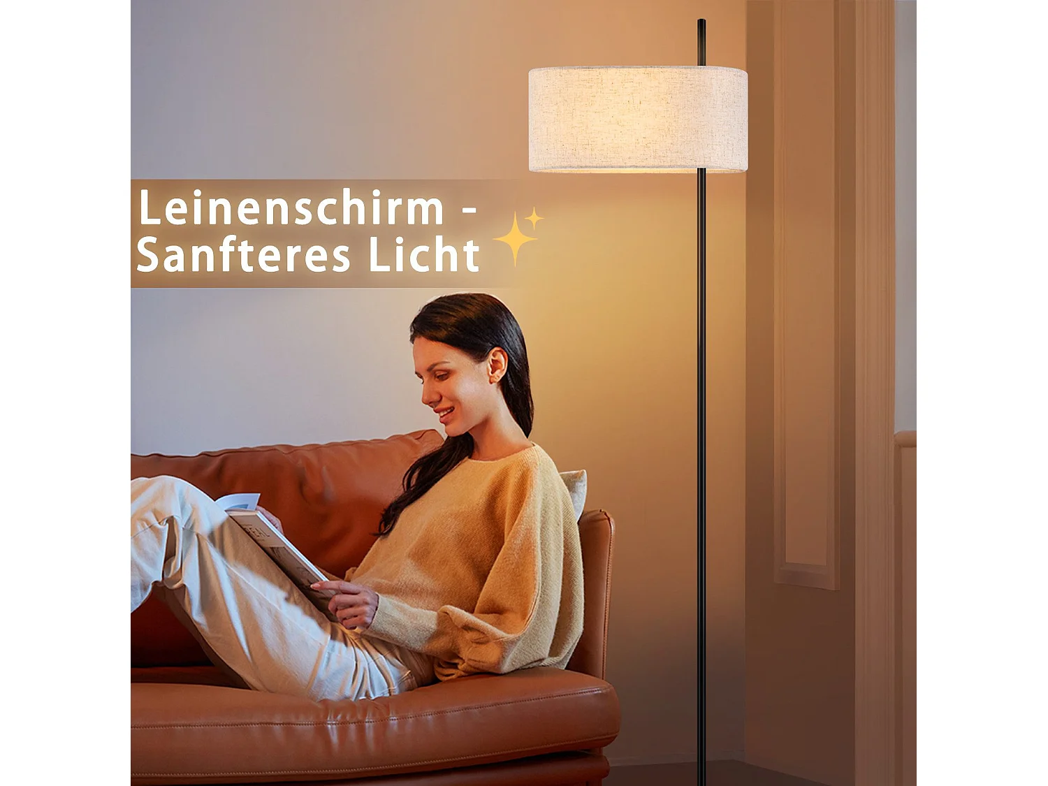 NETTLIFE Lampadaire salon lampadaire vintage 154cm noir E27 lampadaires avec interrupteur au pied