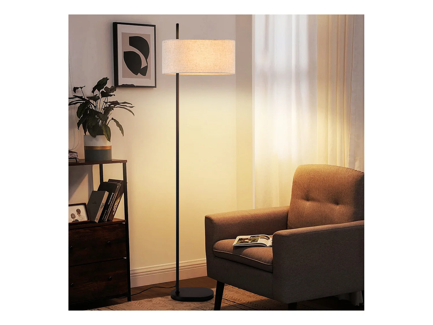 NETTLIFE Lampadaire salon lampadaire vintage 154cm noir E27 lampadaires avec interrupteur au pied