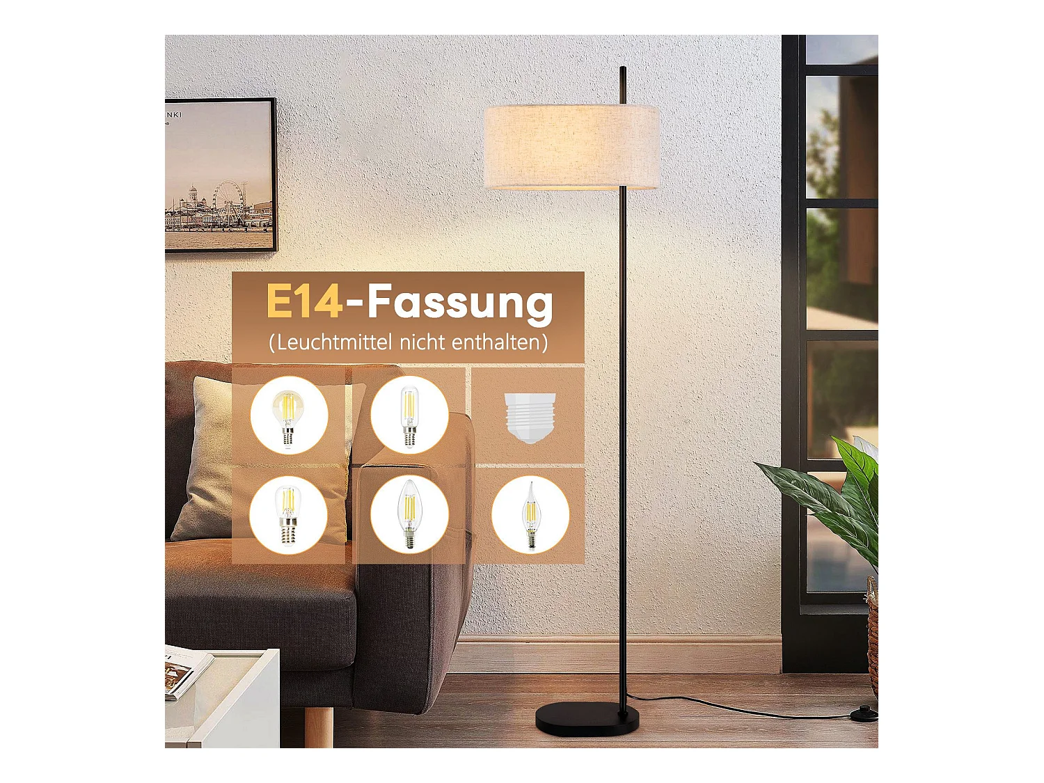 NETTLIFE Lampa podłogowa do salonu lampa podłogowa vintage 154cm czarna E27 lampy podłogowe z przełącznikiem nożnym