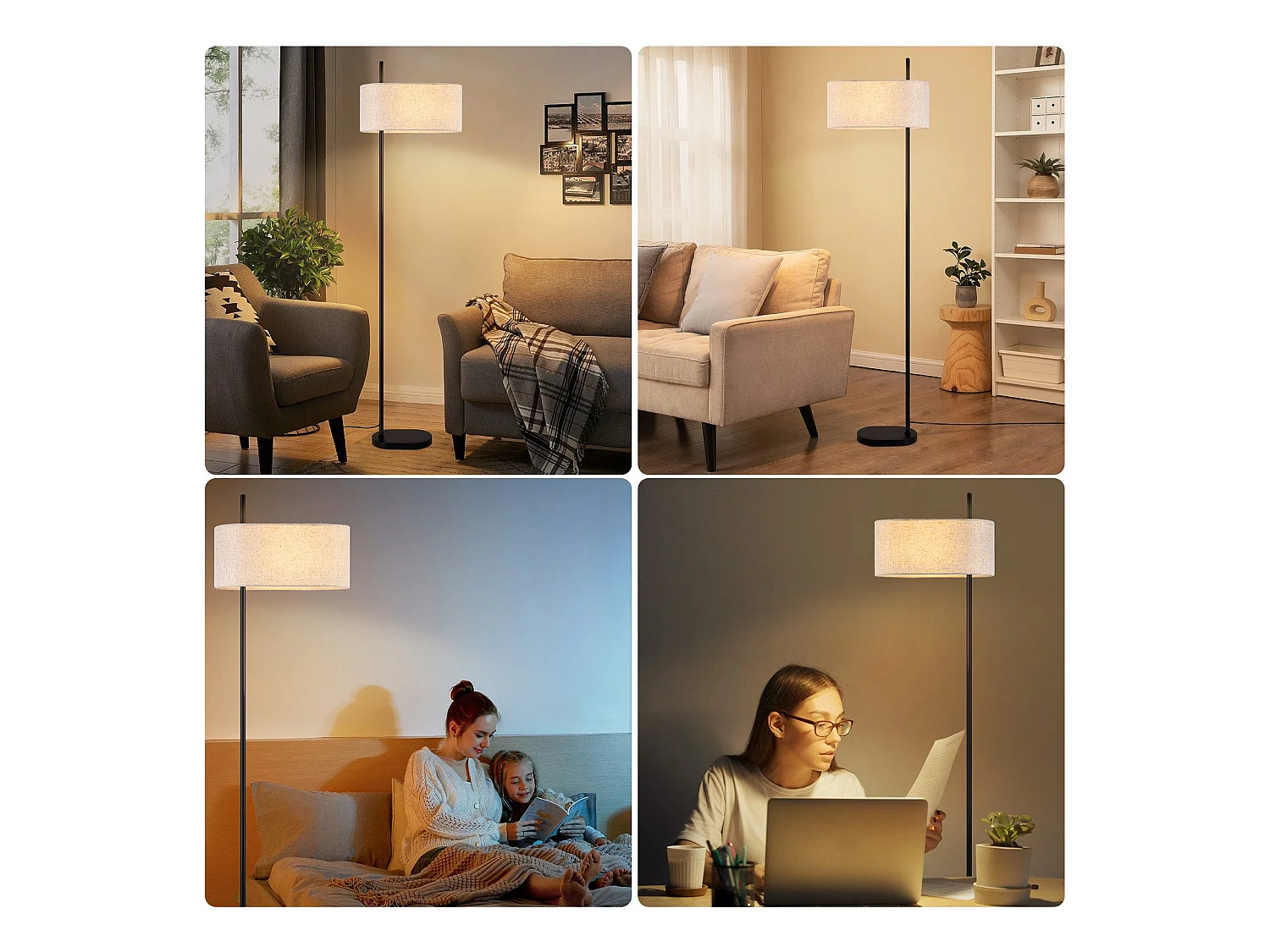 NETTLIFE Lampa podłogowa do salonu lampa podłogowa vintage 154cm czarna E27 lampy podłogowe z przełącznikiem nożnym