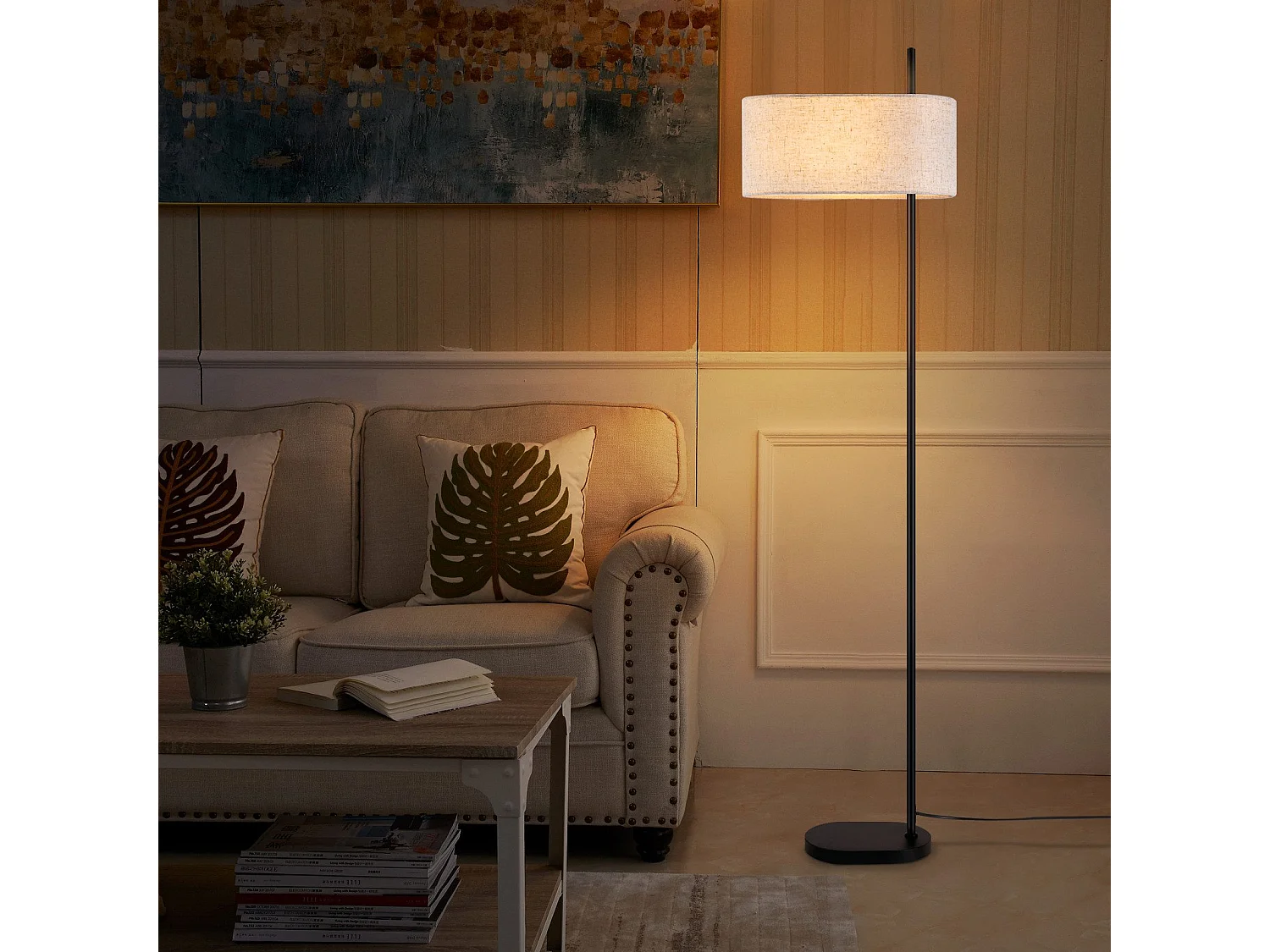 NETTLIFE Vloerlamp woonkamer vintage vloerlamp 154cm zwart E27 vloerlampen met voetschakelaar