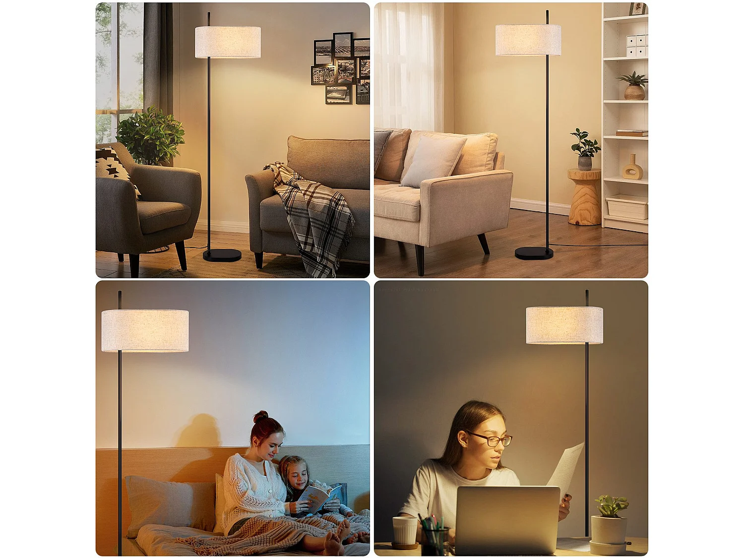 NETTLIFE Vloerlamp woonkamer vintage vloerlamp 154cm zwart E27 vloerlampen met voetschakelaar