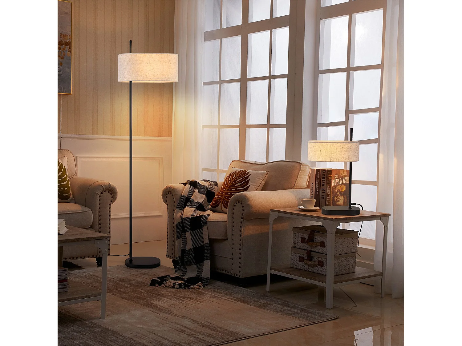 NETTLIFE Vloerlamp woonkamer vintage vloerlamp 154cm zwart E27 vloerlampen met voetschakelaar