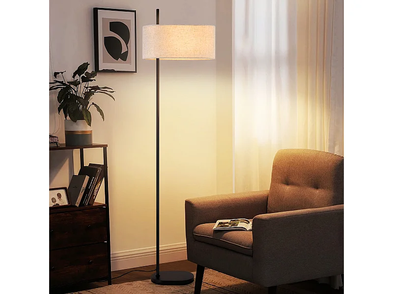NETTLIFE Lampa podłogowa do salonu lampa podłogowa vintage 154cm czarna E27 lampy podłogowe z przełącznikiem nożnym
