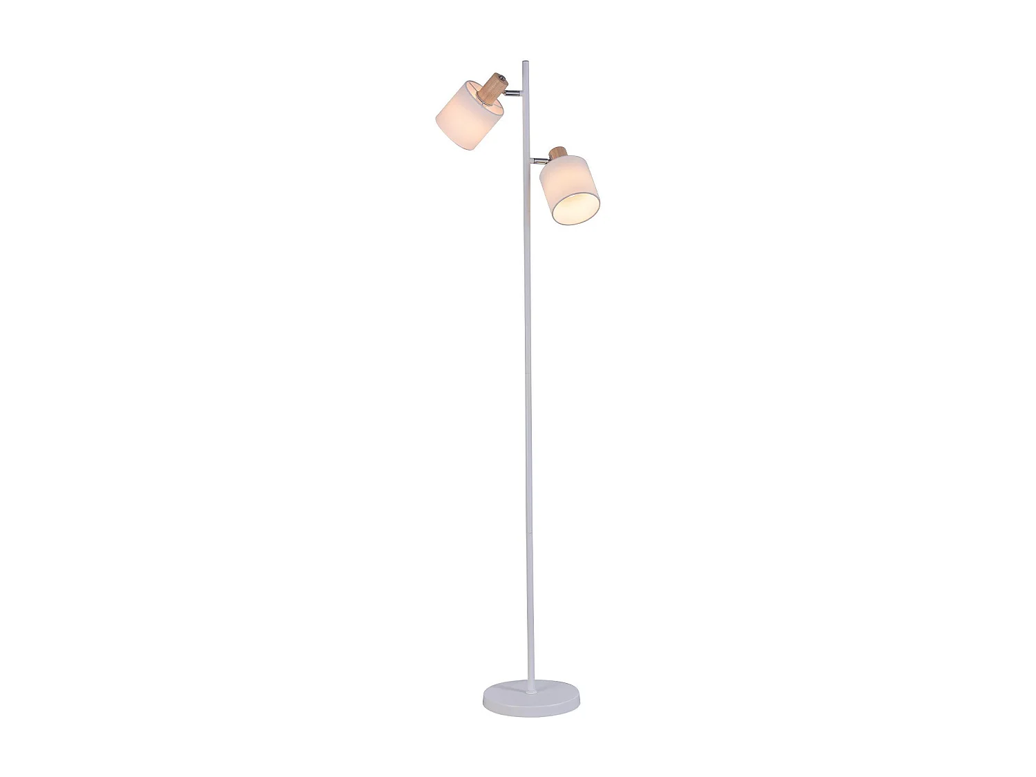 NETTLIFE Lampadaire salon 2 ampoules E14 abat-jour tissu blanc vintage 145cm lampadaire