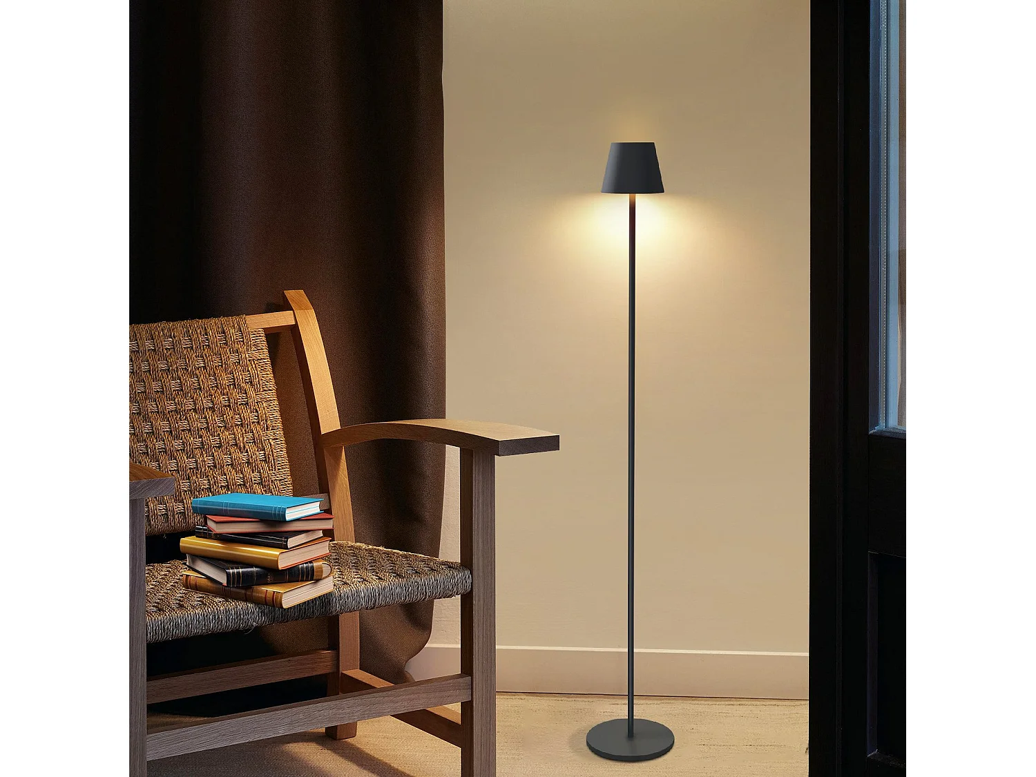 NETTLIFE LED Vloerlamp Zwart Modern Dimbaar 125cm 3 Kleurtemperaturen USB Woonkamer