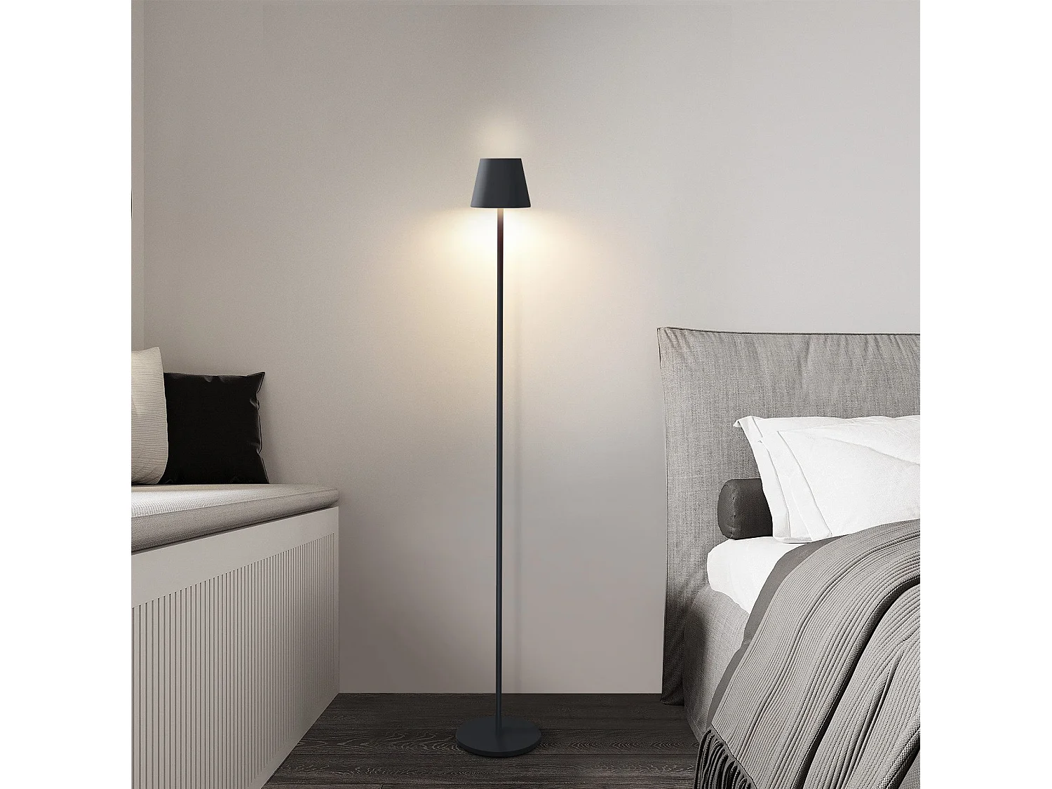 NETTLIFE LED Vloerlamp Zwart Modern Dimbaar 125cm 3 Kleurtemperaturen USB Woonkamer