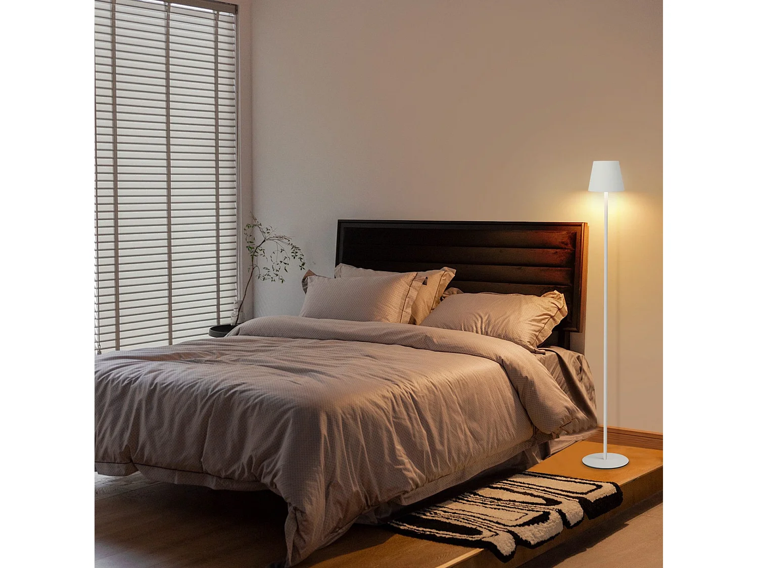 NETTLIFE LED Lampadaire Noir Moderne Dimmable 125cm 3 températures de couleur USB Salon