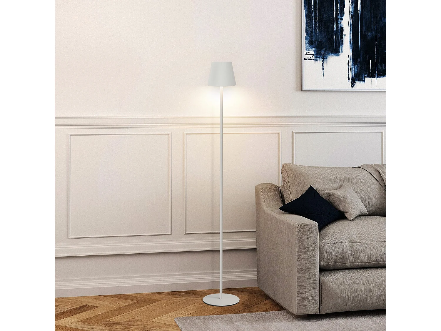 NETTLIFE LED Stehleuchte Schwarz Modern Dimmbar 125cm 3 Farbtemperaturen USB Wohnzimmer