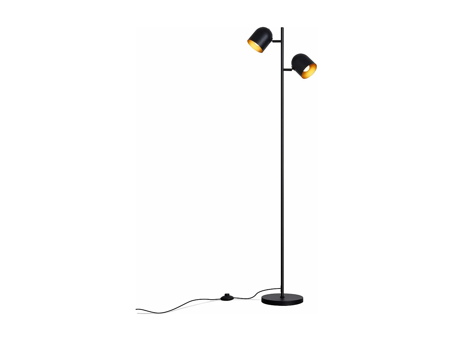 NETTLIFE Vloerlamp 2 Lampen Zwart Goud Metaal E14 Retro Industriële Vloerlamp