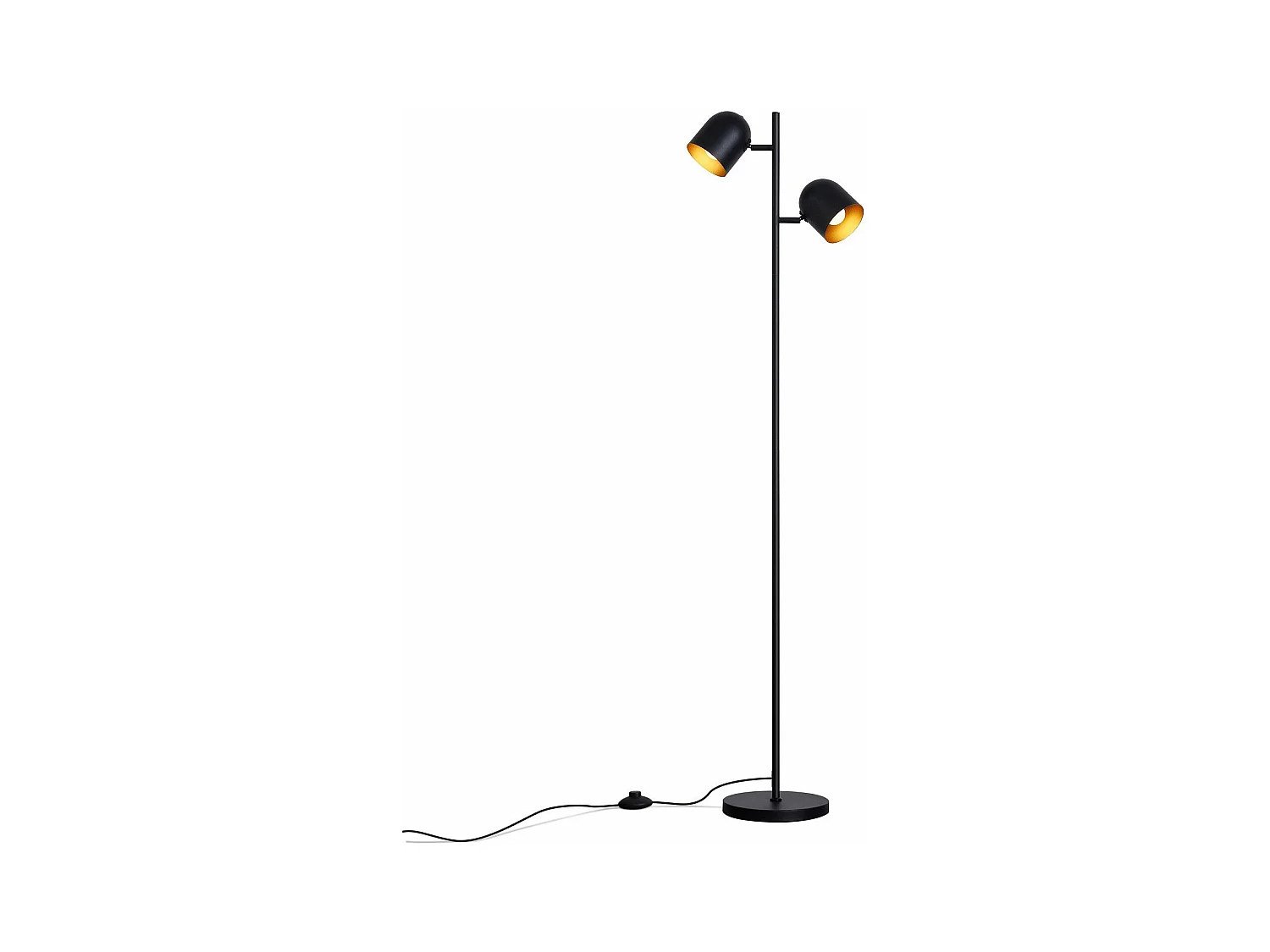 NETTLIFE Lampadaire 2 Ampoules Noir Doré Métal E14 Rétro Industriel Lampadaire