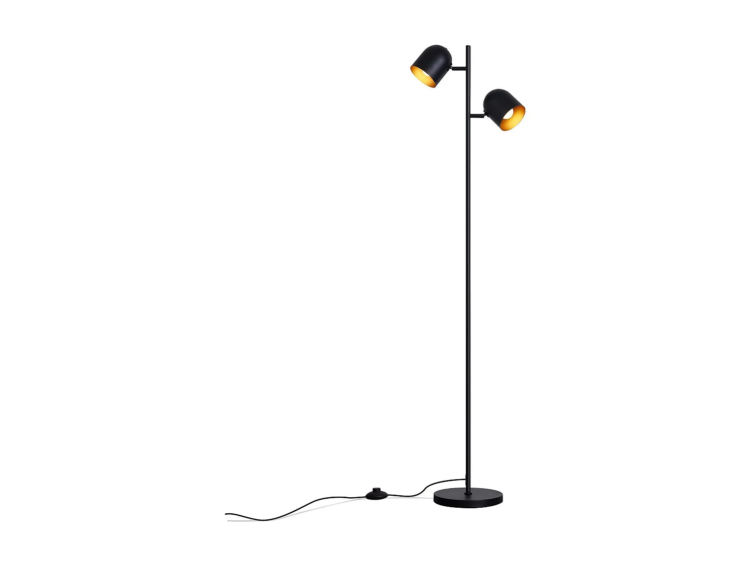 NETTLIFE Lampadaire 2 Ampoules Noir Doré Métal E14 Rétro Industriel Lampadaire