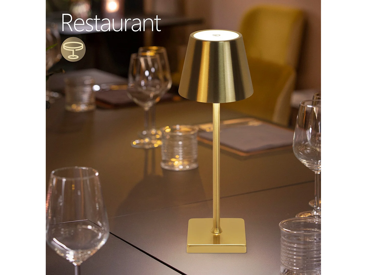 NETTLIFE Vintage Gold LED Lampa stołowa Bezprzewodowa dotykowa ściemnialna Lampka nocna 3 temperatury barwowe