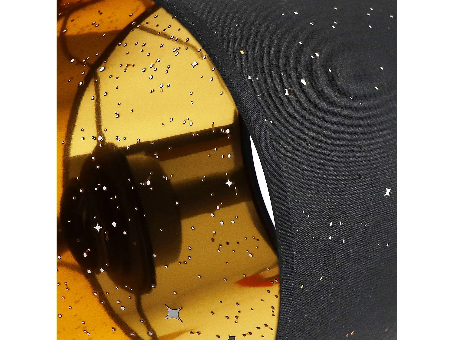 NETTLIFE Vintage Nachttischlampe E27 Sternenhimmel Stoff Lampenschirm Weihnachtsgeschenke mit Kippschalter